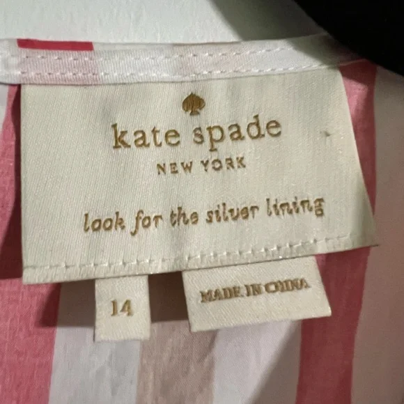 Kate Spade Pink and White Peach Sherbert Midi Dress Striped Midi Dress, Size 14 - Picture 3 of 4